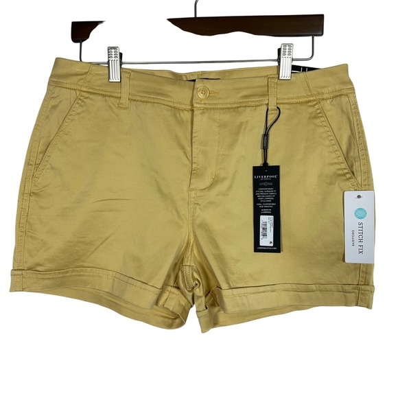 NWT Liverpool Los Angeles Johnny Shorts Mustard Gold Women's 12 Fall Resortwear - Picture 1 of 8